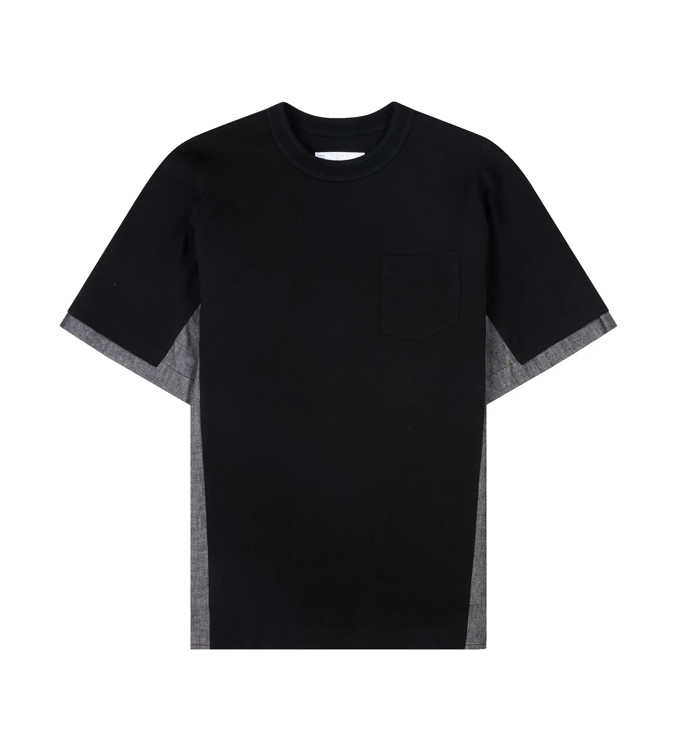 Sacai Lightweight Denim and Cotton Jersey T-Shirt in Black sold by FOUR Amsterdam