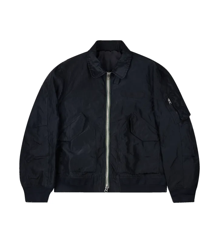 Sacai Treated Nylon Twill Blouson Bomber Jacket in Black made by Sacai
