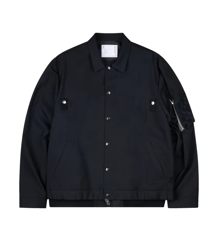 Sacai Suiting & Nylon Twill Bomber Jacket in Black made by Sacai