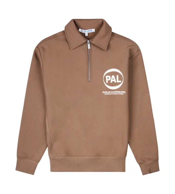 PAL Sporting Goods Pre-Game Half-Zip Sweater in Brown sold by FOUR Amsterdam