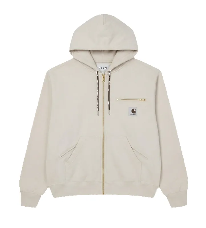 sacai x Carhartt WIP Cotton Jersey Hoodie in Ivory sold by FOUR Amsterdam