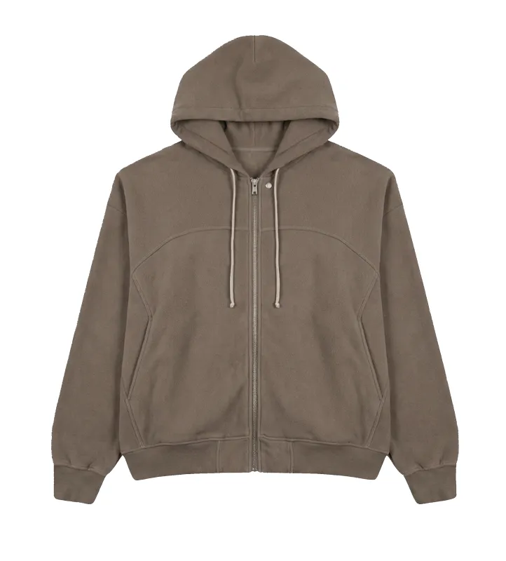 Rick Owens Terry Zip-Up Hoodie in Dust made by Rick Owens