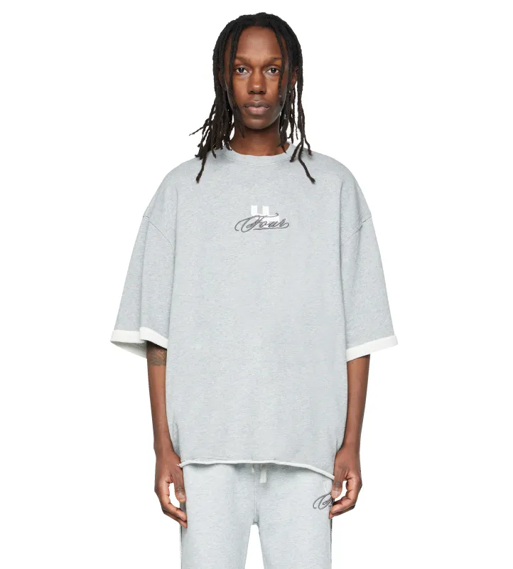 Raw Edge T-Shirt Grey Melange made by FOUR Amsterdam
