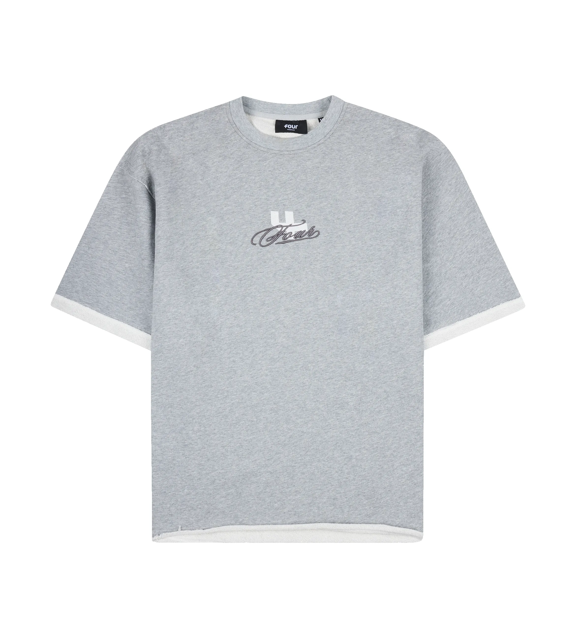 Raw Edge T-Shirt Grey Melange sold by FOUR Amsterdam product image thumbnail 2
