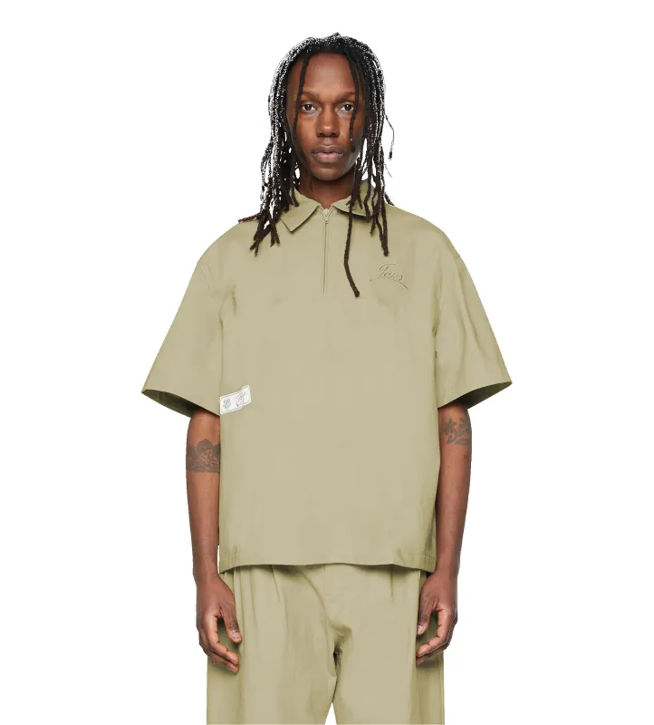 Script SS Zipped Polo Oatmeal made by FOUR Amsterdam