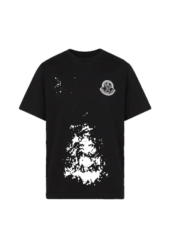 Moncler Logo Cotton Jersey T-Shirt in Black sold by FOUR Amsterdam