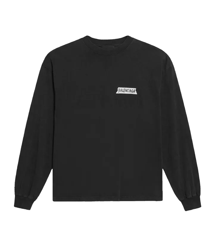 Balenciaga Masking Tape Long Sleeve T-Shirt in Black made by Balenciaga