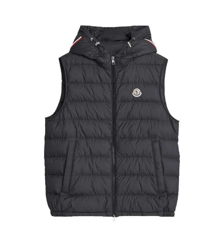 Moncler Marseillan Hooded Down Gilet in Black sold by FOUR Amsterdam