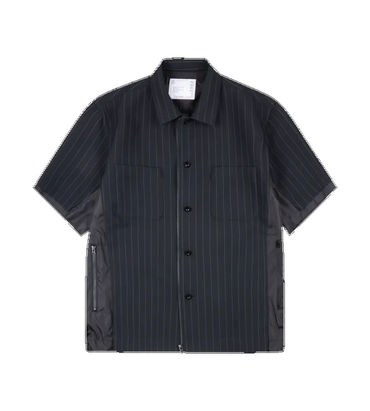 Sacai Matelasse Chalk Stripe Twill Shirt in Black made by Sacai