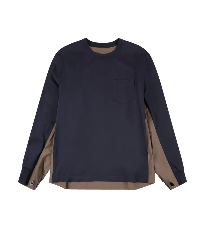 Sacai Panelled Long Sleeve T-Shirt in Black / Brown sold by FOUR Amsterdam
