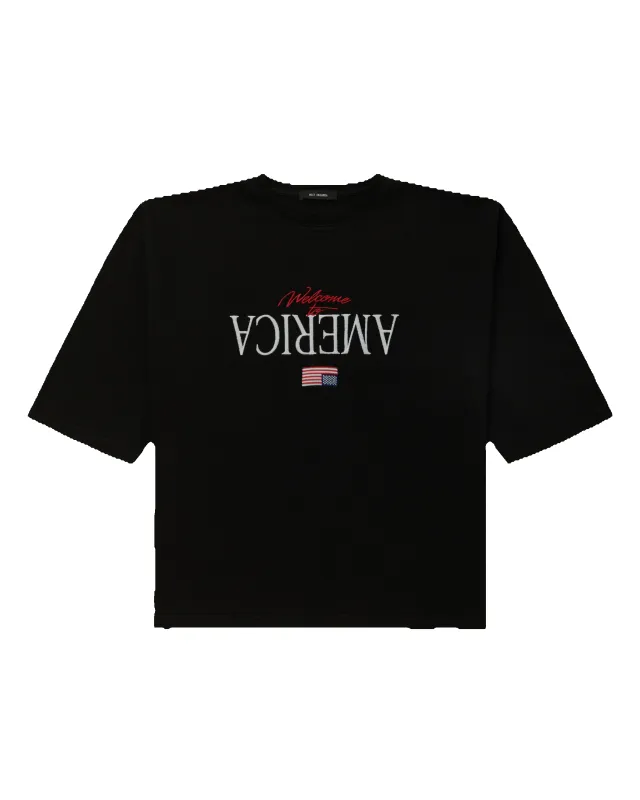 Willy Chavarria Welcome to America Buffalo Tee in Black made by Willy Chavarria