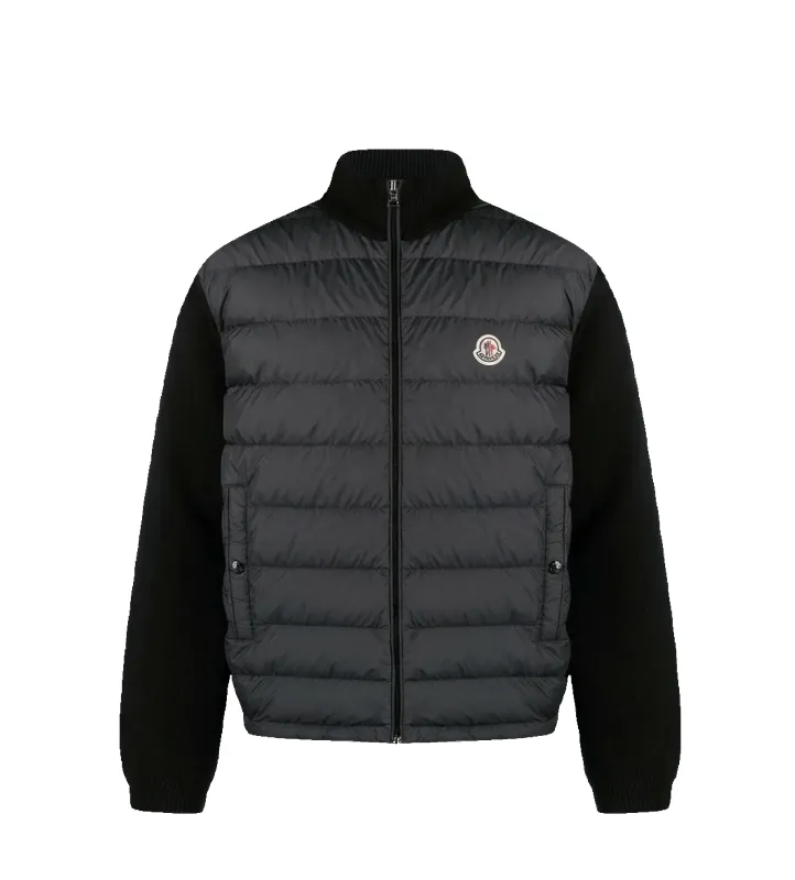 Moncler Padded Zip-Up Cotton Cardigan in Black made by Moncler