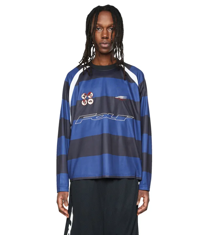 LS Football Shirt Black/ Blue made by FOUR Amsterdam