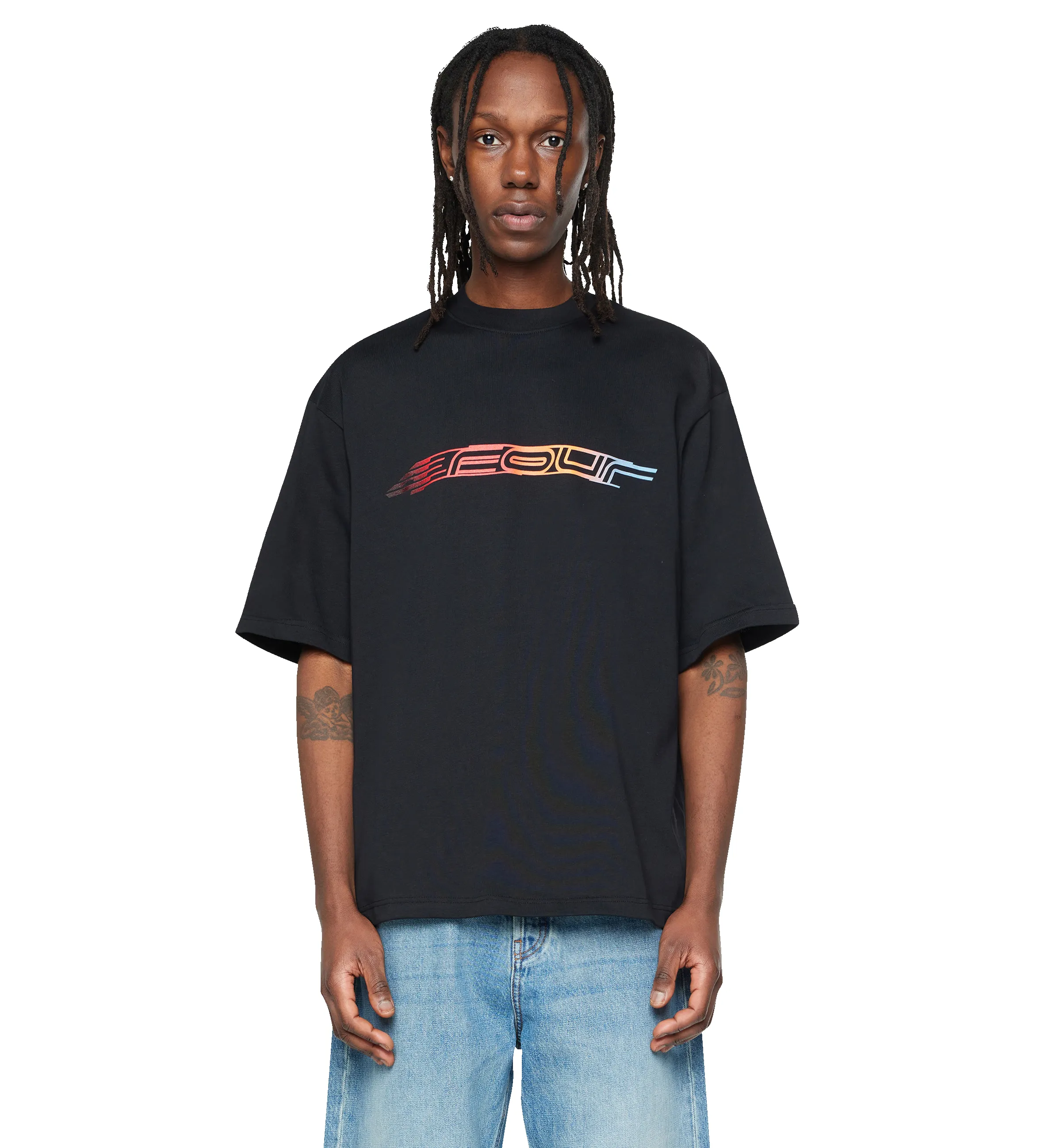 Four Lines Boxy T-Shirt Black sold by FOUR Amsterdam