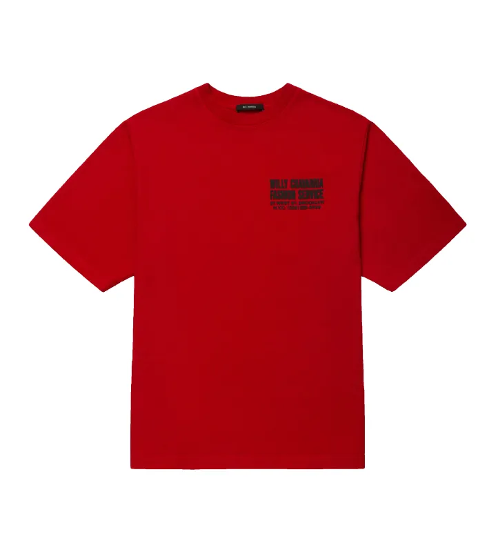 Willy Chavarria Fashion Services Standard Tee in Red Hot made by Willy Chavarria