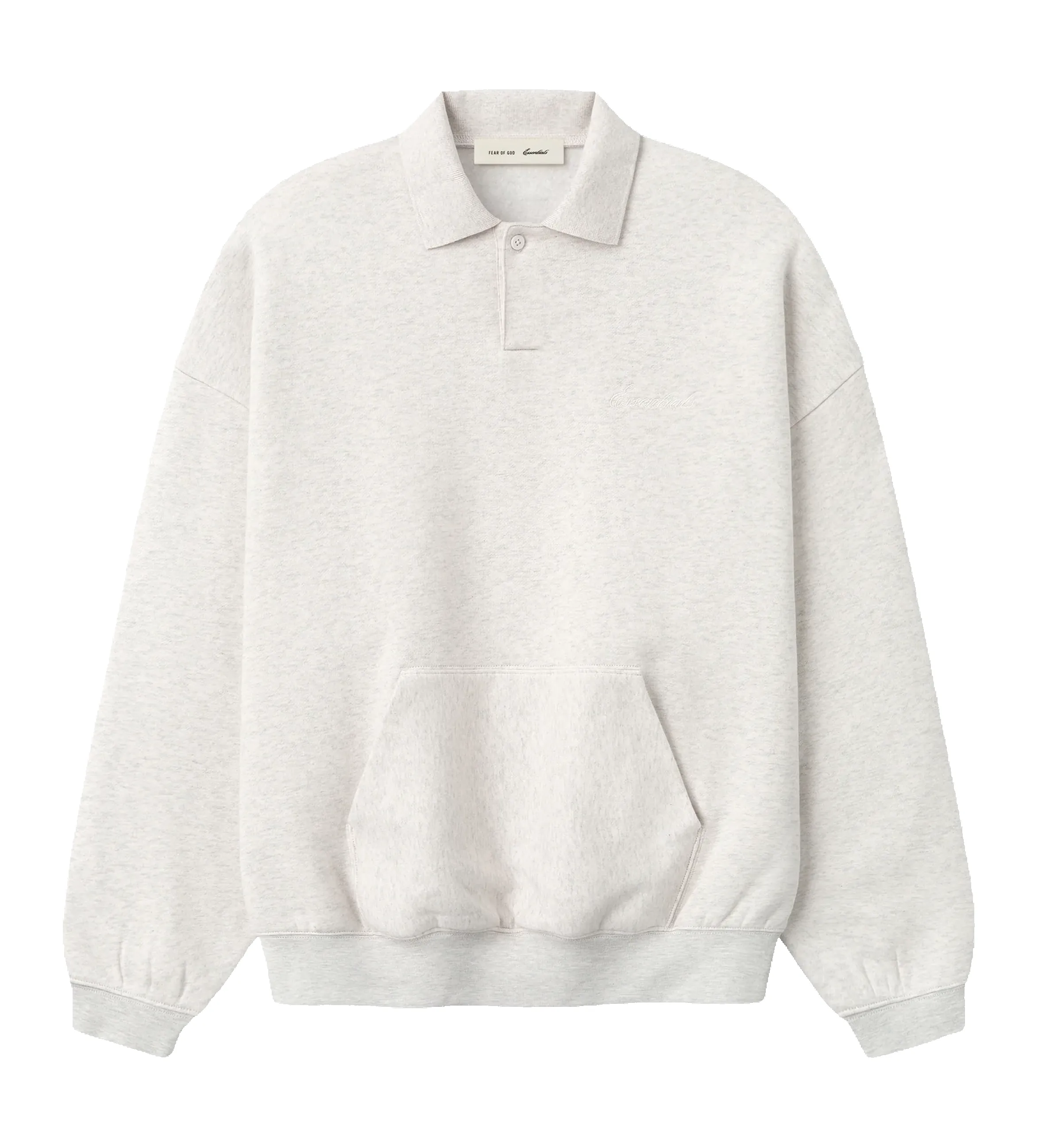 Fear of God Essentials Signature 90s Polo Sweatshirt in Oatmeal Heather sold by FOUR Amsterdam