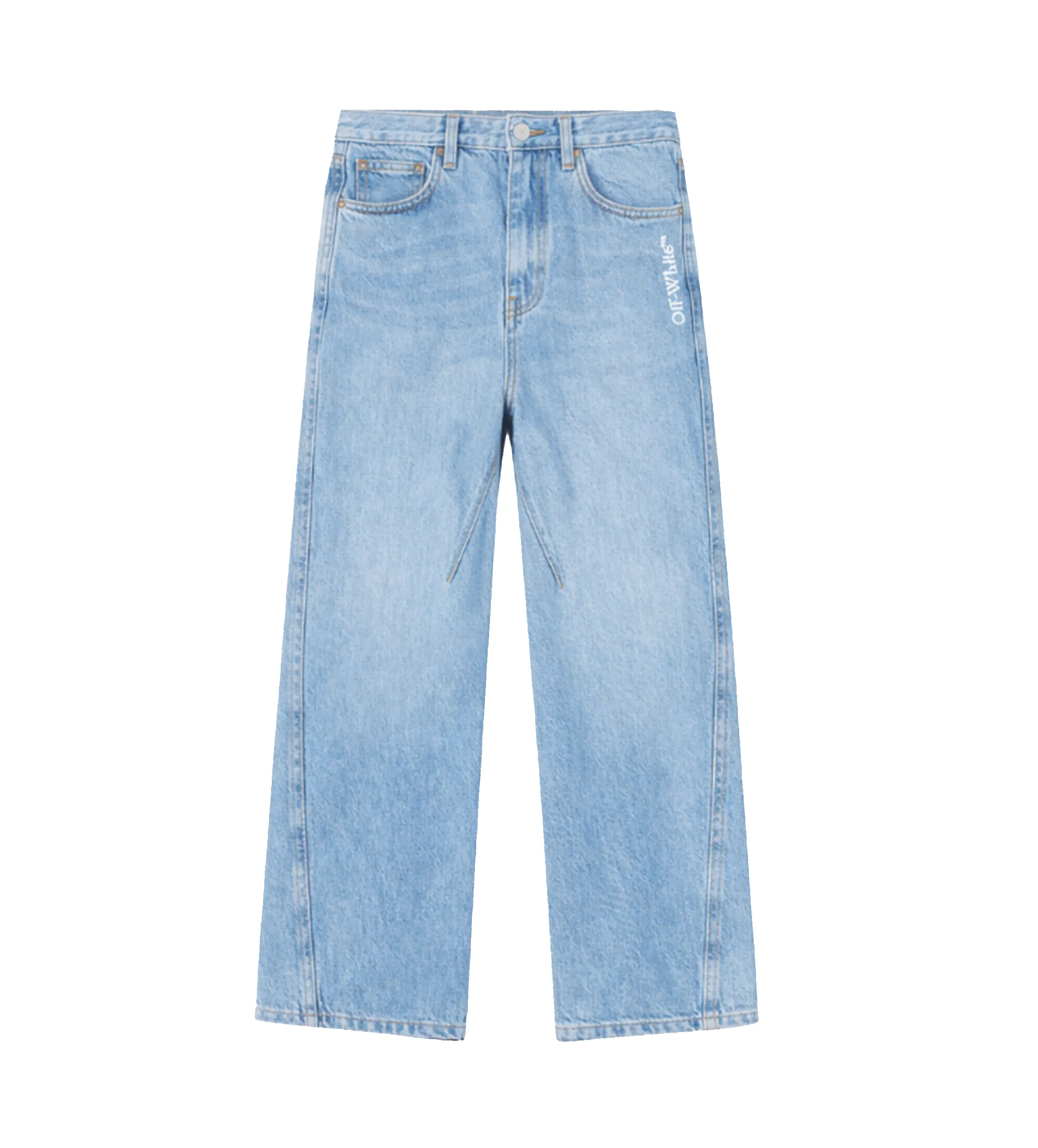 Off White Twisted Flared-Leg Denim Jeans in Blue sold by FOUR Amsterdam