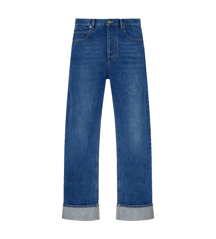 Bottega Veneta Wide-Leg Denim Jeans in Indigo made by Bottega Veneta