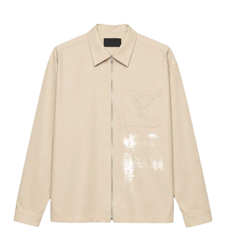 Prada Cotton ZIp Up Shirt in Sand Beige made by Prada