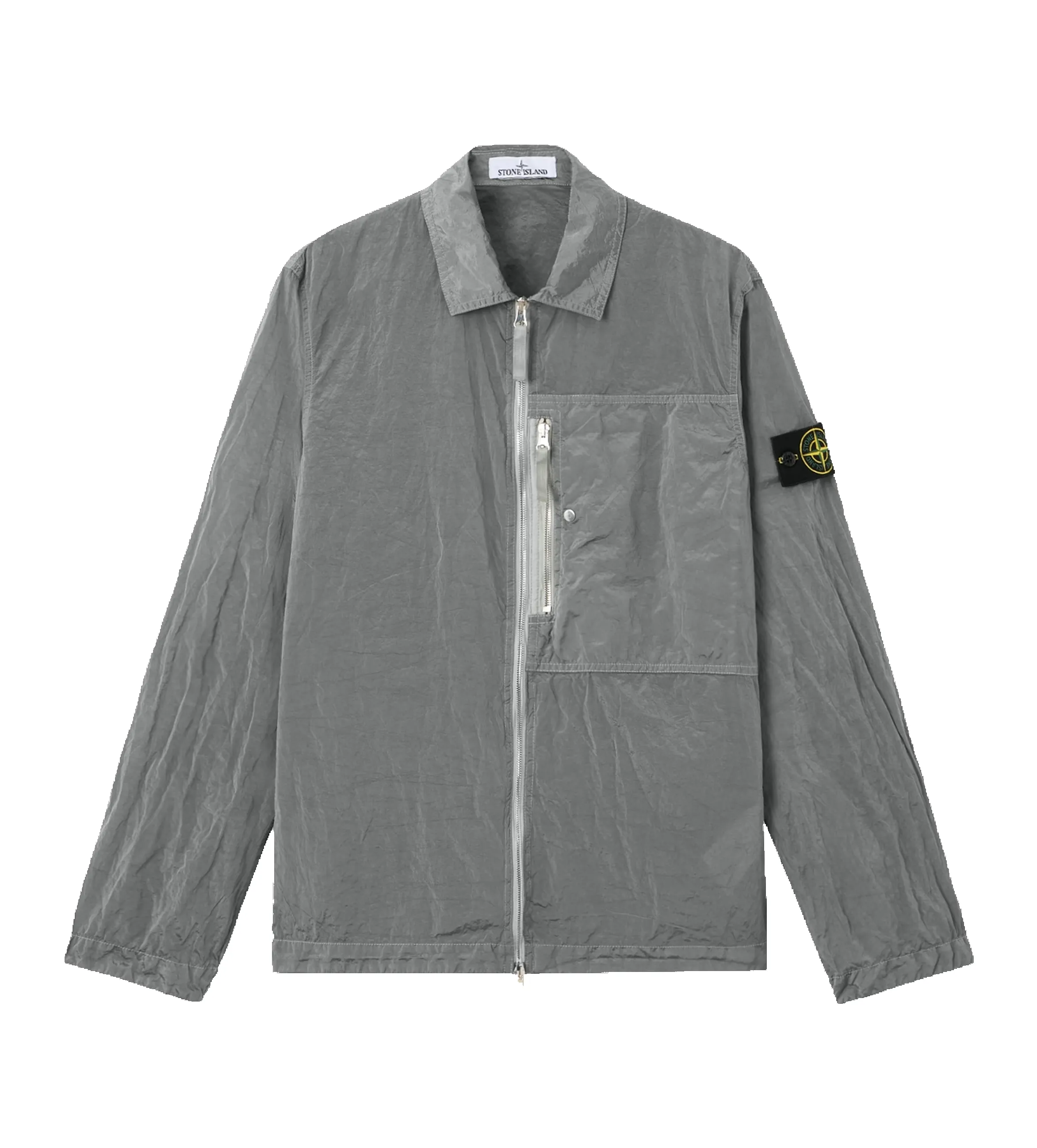Stone Island Nylon Metal ECONYL® Overshirt with Zip in Pearl Grey sold by FOUR Amsterdam