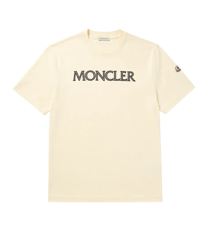 Moncler Logo Print T-Shirt in White Ivory made by Moncler
