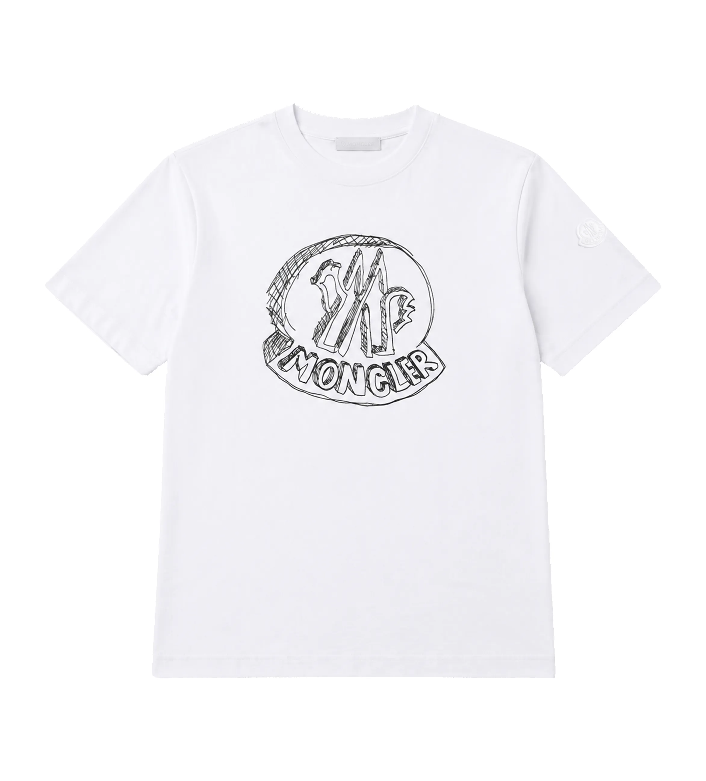 Sketch Embroidered Logo T-Shirt in White sold by FOUR Amsterdam