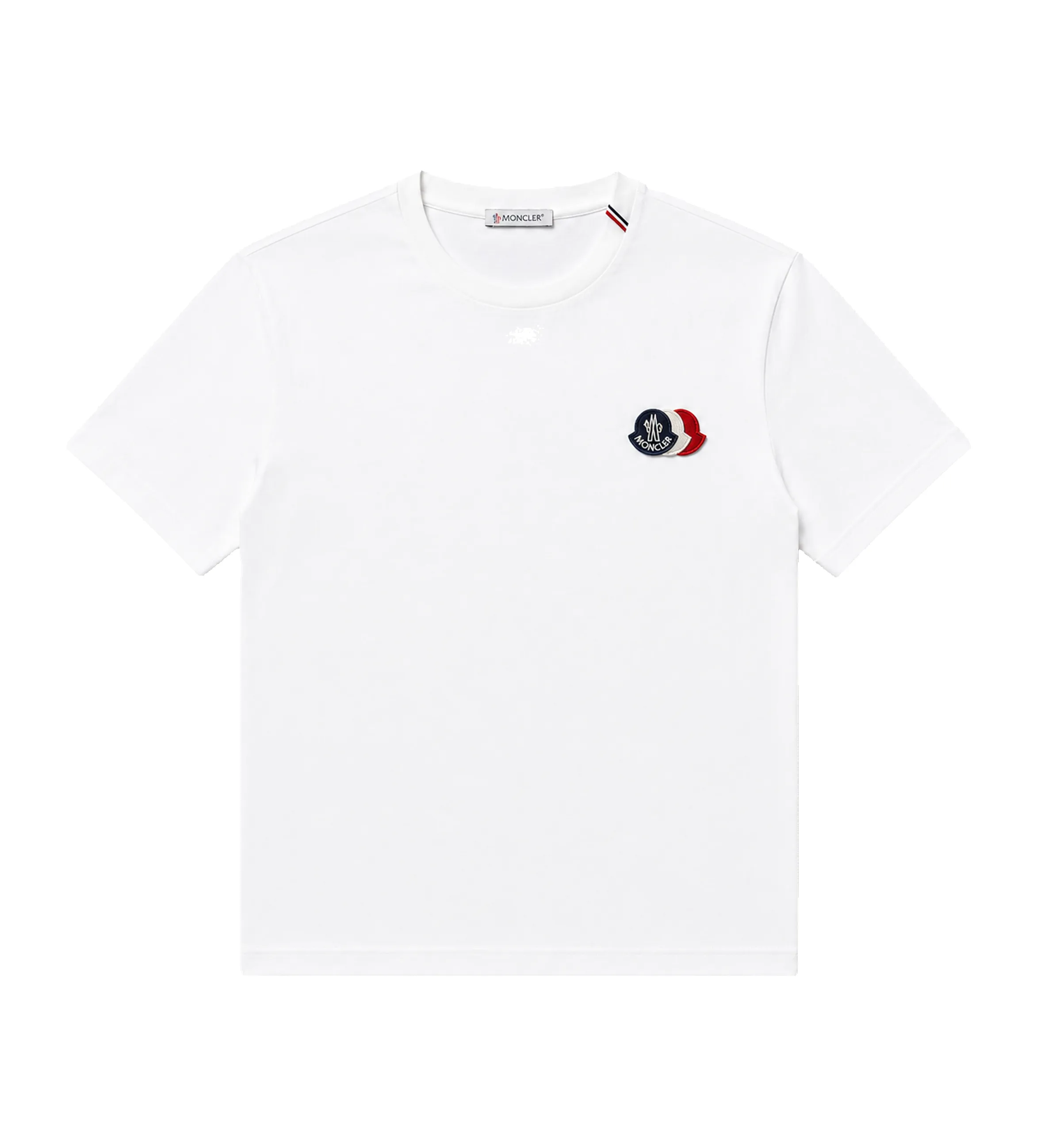 Moncler Tricolor Logo Embroidery T-shirt in White sold by FOUR Amsterdam