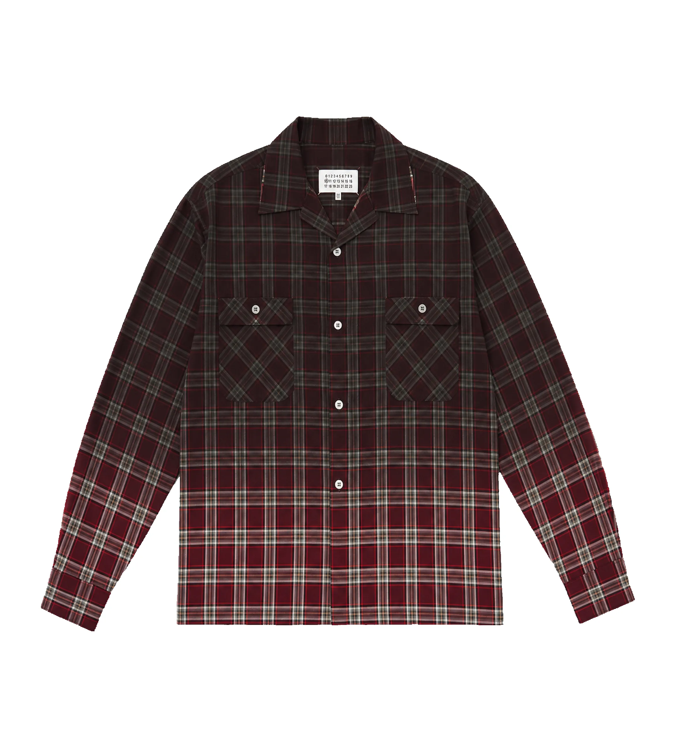 Maison Margiela Checkered Faded Shirt in Burgundy sold by FOUR Amsterdam