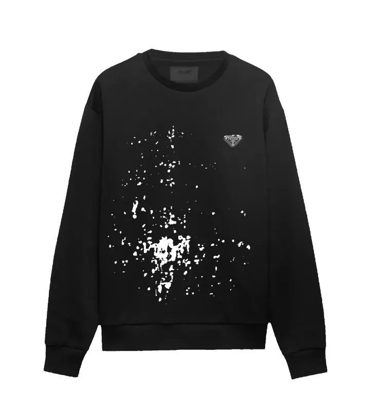 Technical Cotton Sweatshirt in Black made by Prada