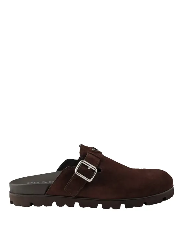 Prada Suede Mules in Dark Brown made by Prada