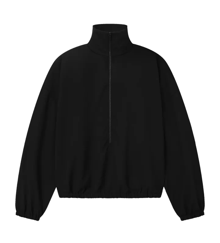 Wool Ripstop Half Zip Track Jacket in Black made by Fear of God