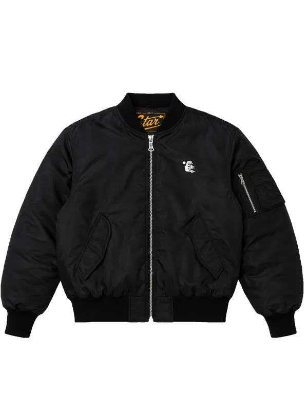 Core Logo Bomber Jacket in Black made by Hellstar