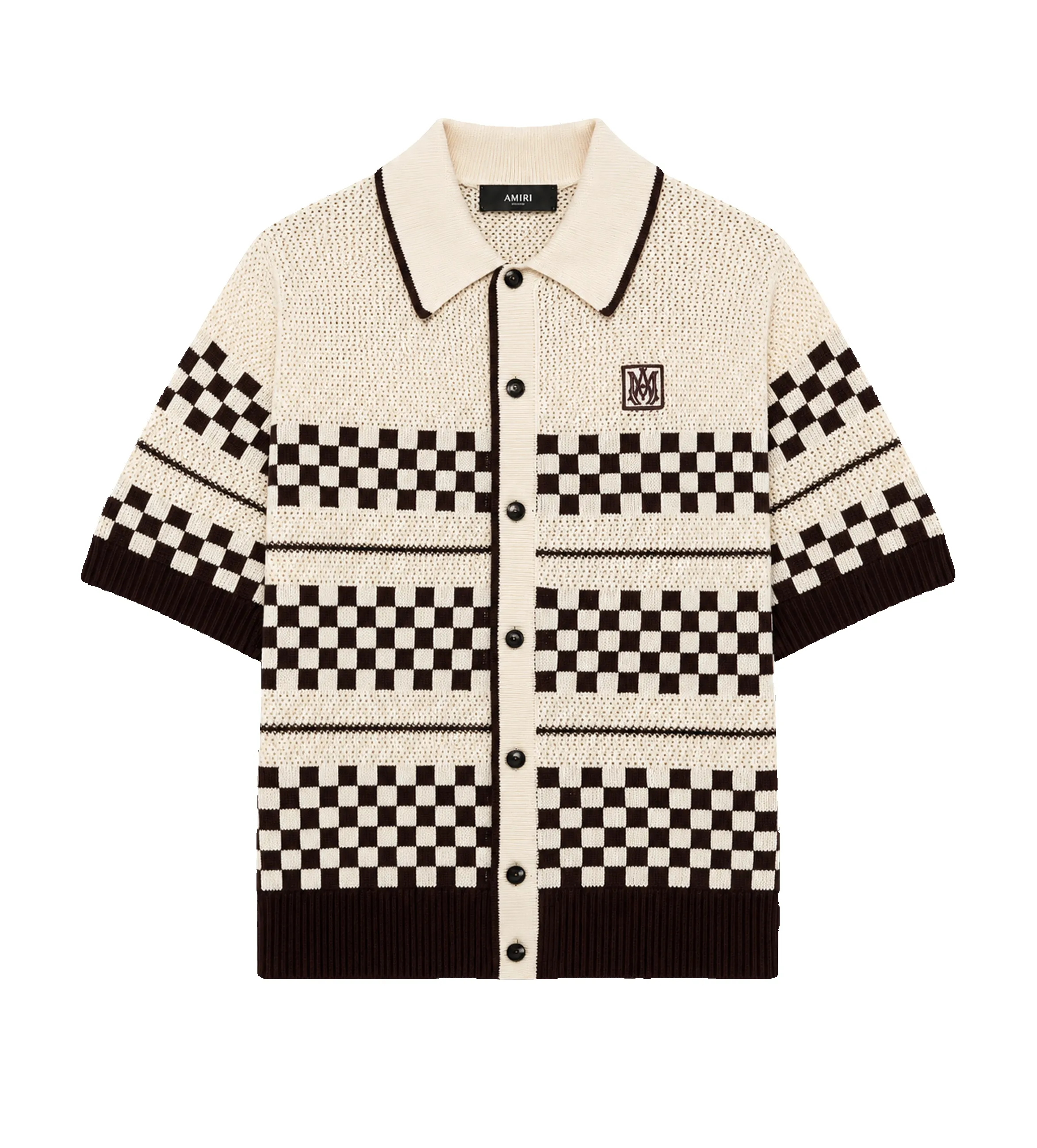 MA Quad Check Mesh Shirt in Brown/Beige sold by FOUR Amsterdam