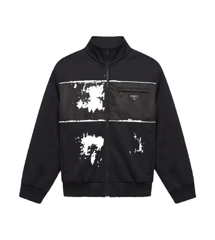 Jacket with Re-Nylon Details in Black made by Prada