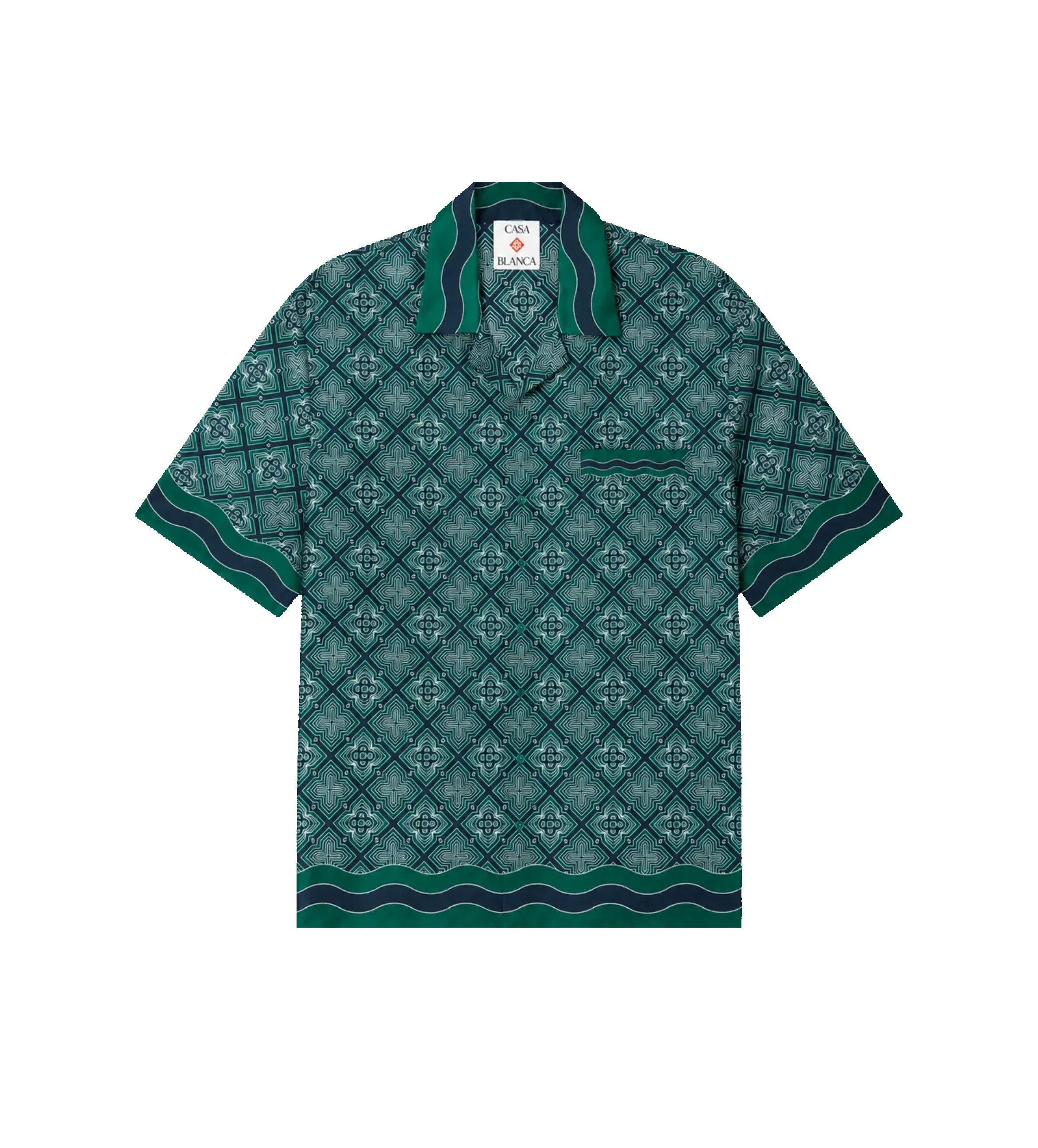 Radiating Monogram Silk Short Sleeve Shirt Green sold by FOUR Amsterdam