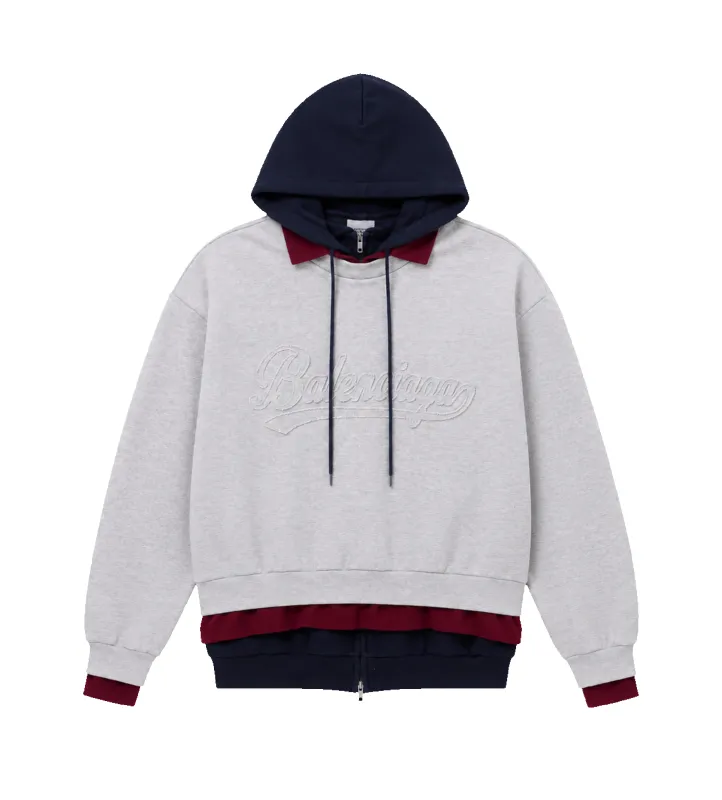 Logo Layered Cotton Jersey Hoodie Heather Grey made by Balenciaga