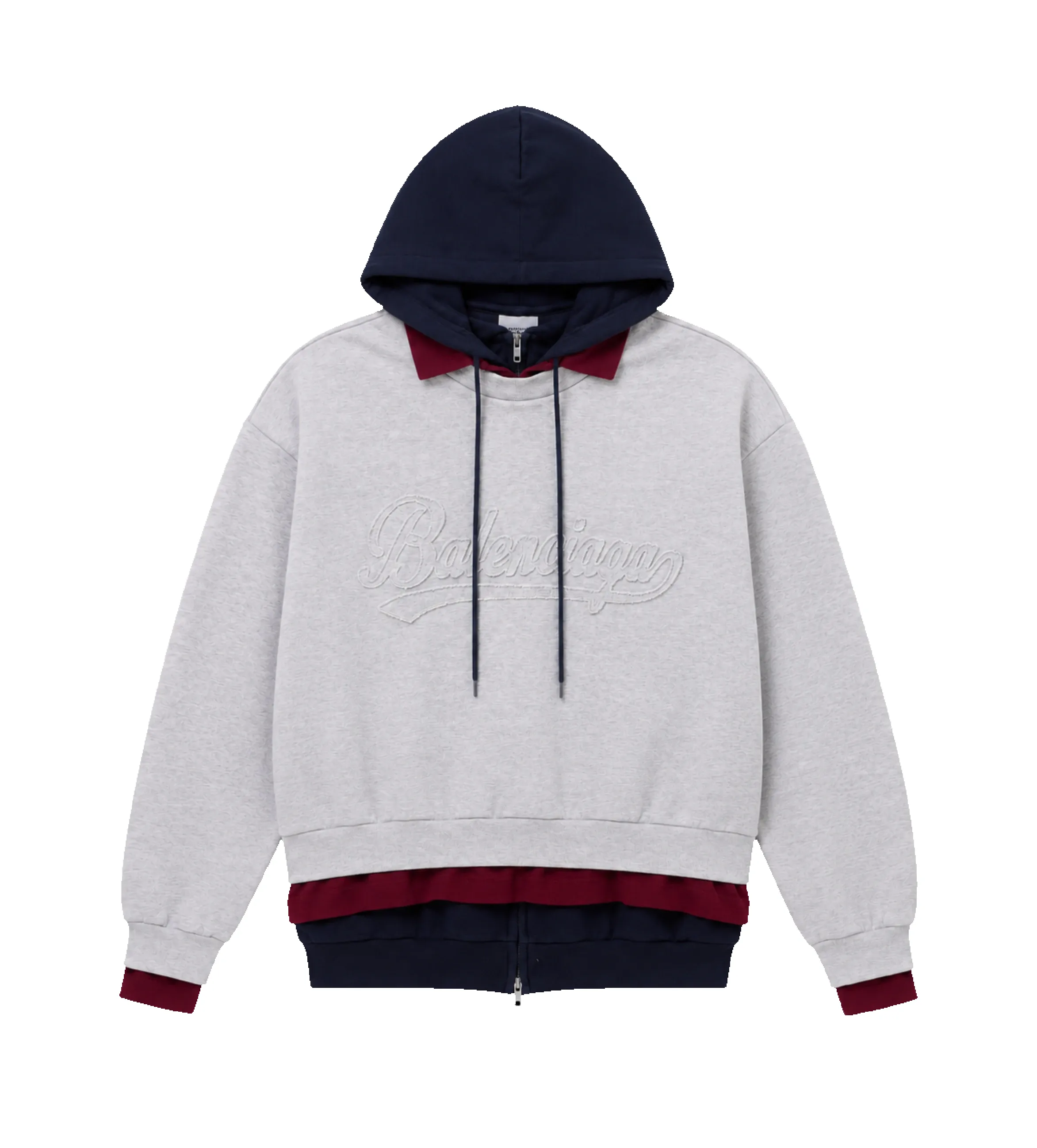 Logo Layered Cotton Jersey Hoodie Heather Grey sold by FOUR Amsterdam