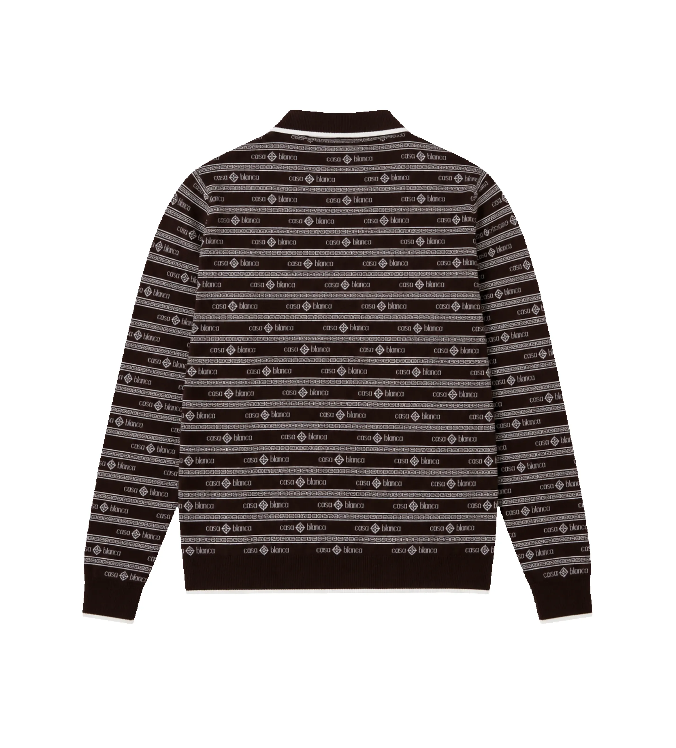 Knit Logo Long Sleeve Polo Shirt Dark Brown sold by FOUR Amsterdam product image thumbnail 2