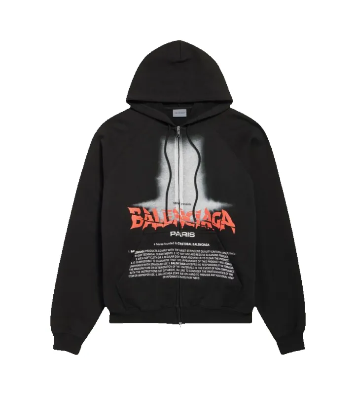 The Door Oversized Zip-Up Hoodie Black made by Balenciaga