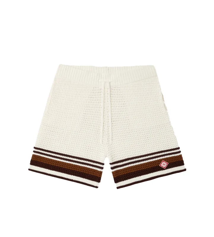 Crochet Shorts in White/Brown made by Casablanca