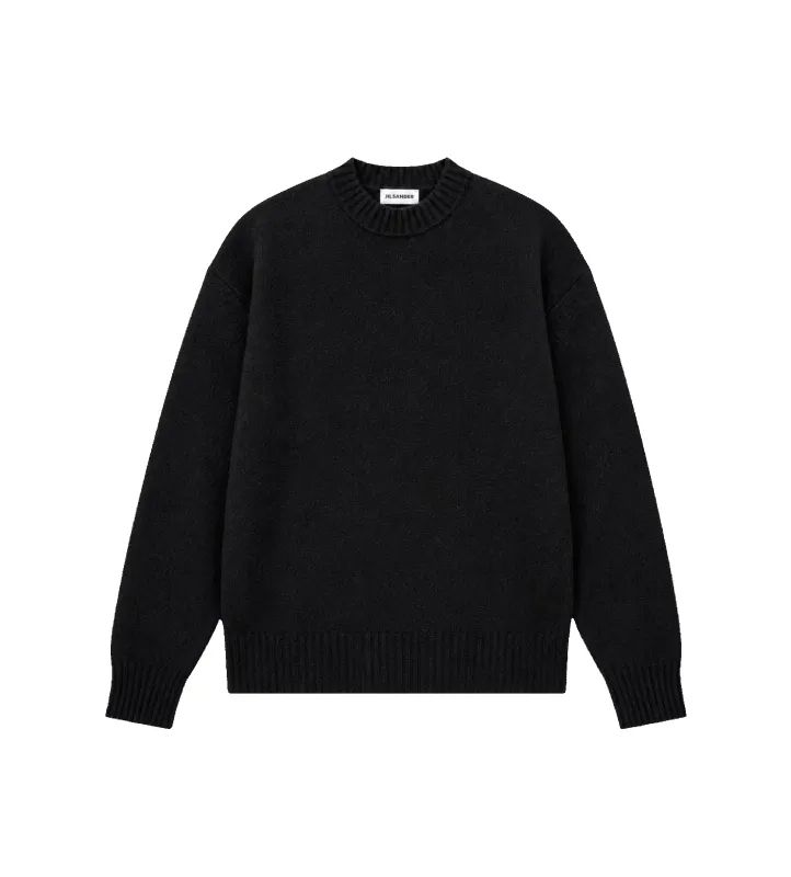 Crewneck Knitted Jumper Black made by Jil Sander