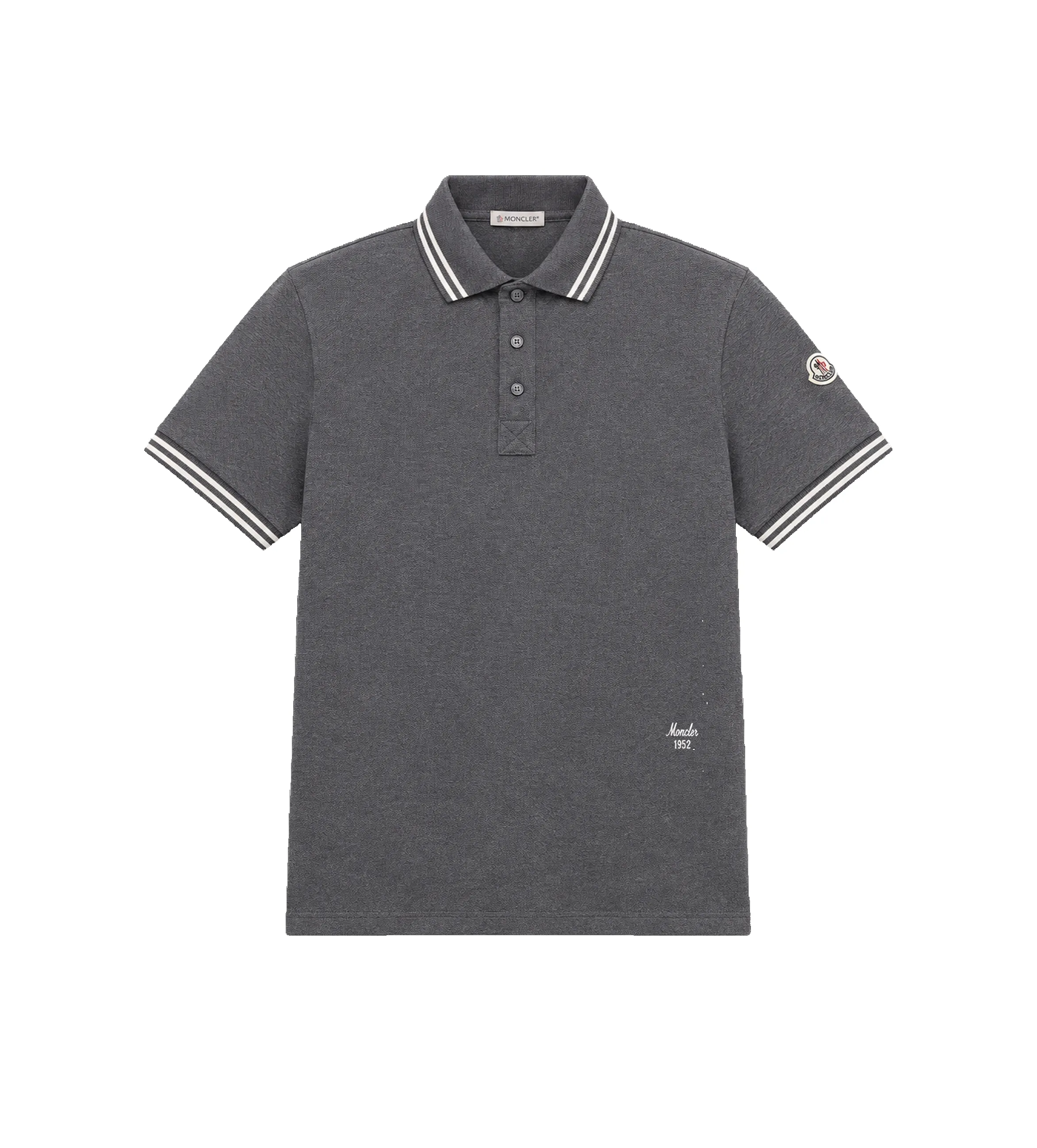 Striped Trim Cotton Piqué Polo Shirt Dark Grey sold by FOUR Amsterdam