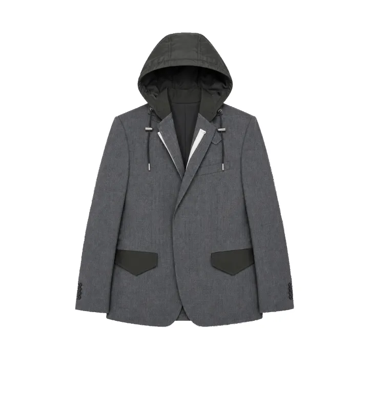 Suiting x Nylon Twill Jacket Grey/Dark Khaki made by Sacai