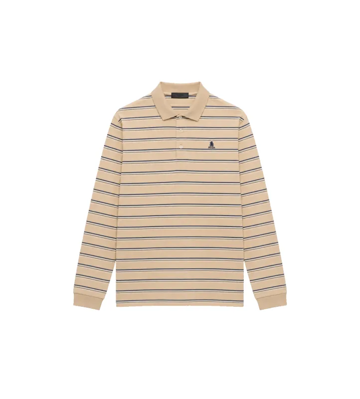 Striped Cotton Piqué Polo Shirt Navy / White made by Prada
