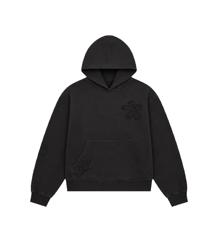 Flower Patch Hoodie Aged Black made by Nahmias
