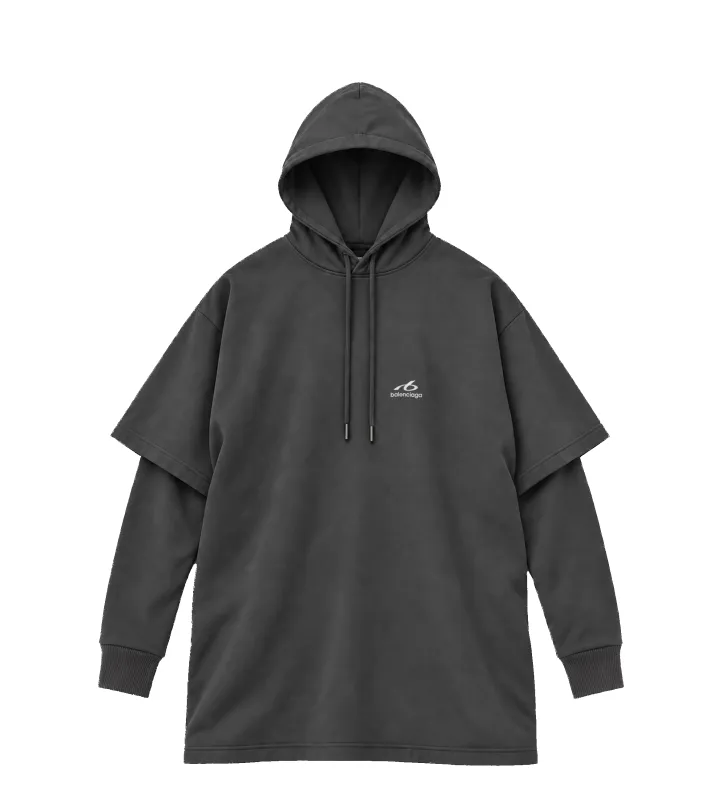 Layered Logo Hoodie Black made by Balenciaga