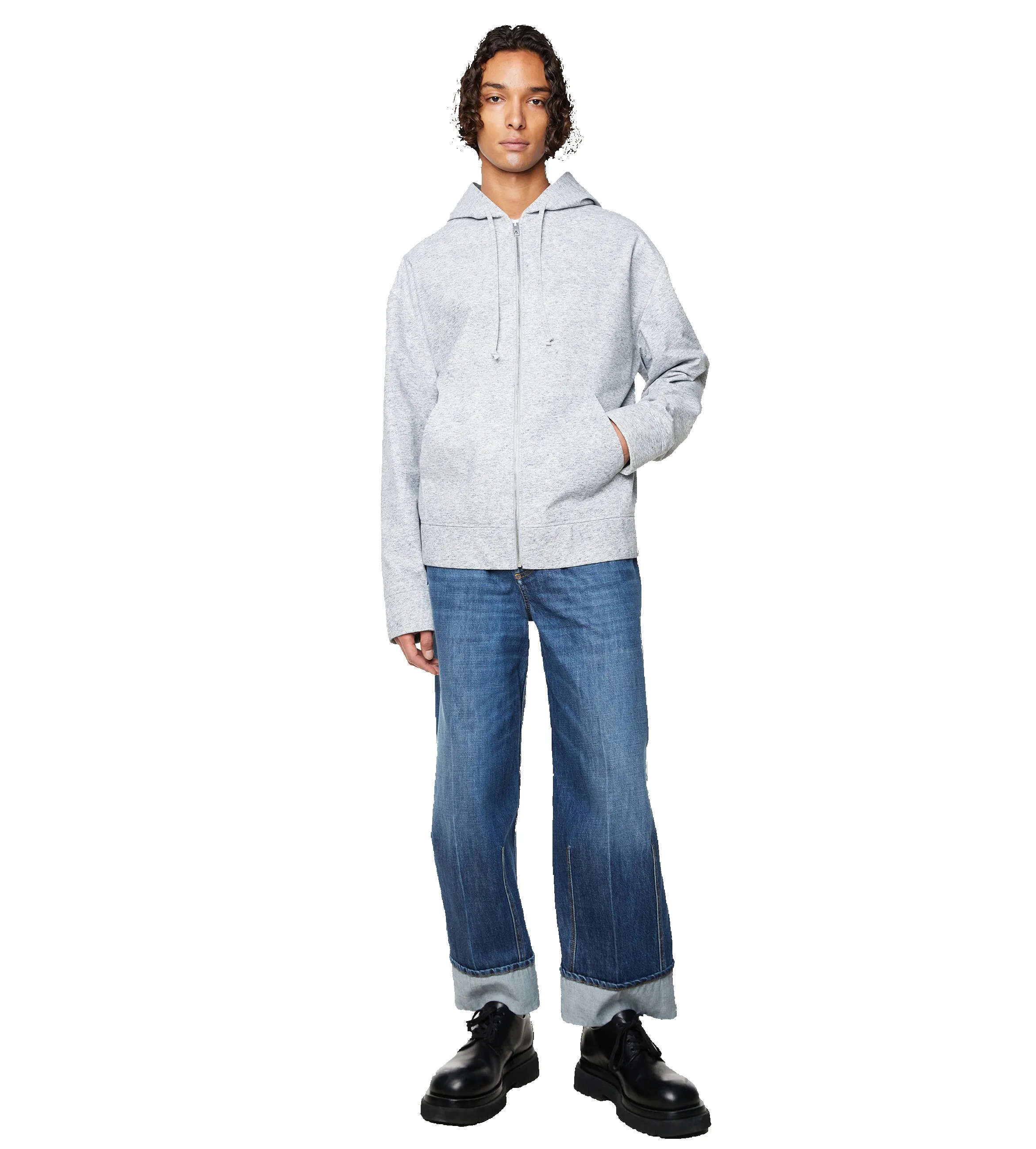 Printed Leather Jersey Hoodie Light Grey sold by FOUR Amsterdam product image thumbnail 2