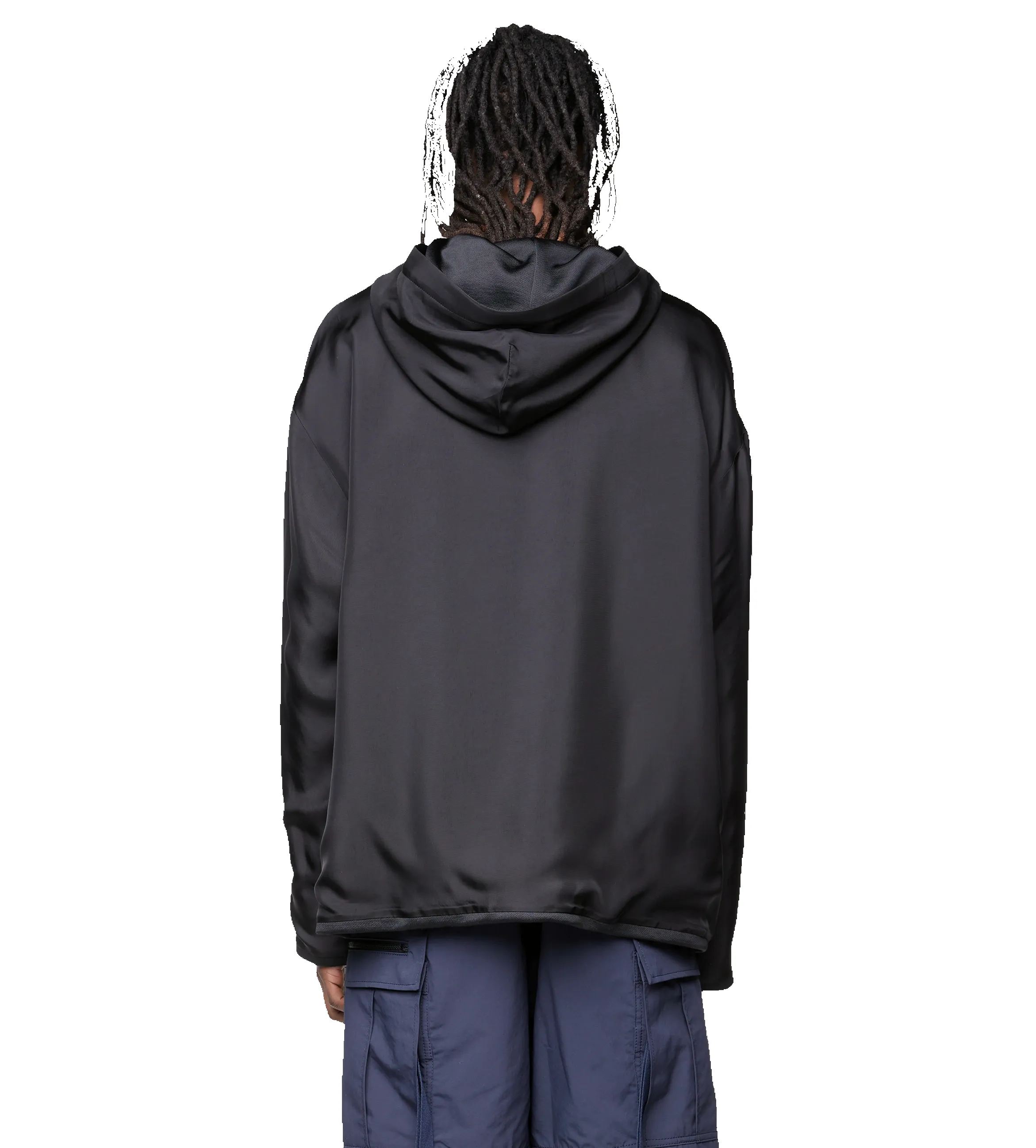 Logo Embroidered Viscose Hoodie Black sold by FOUR Amsterdam product image thumbnail 3