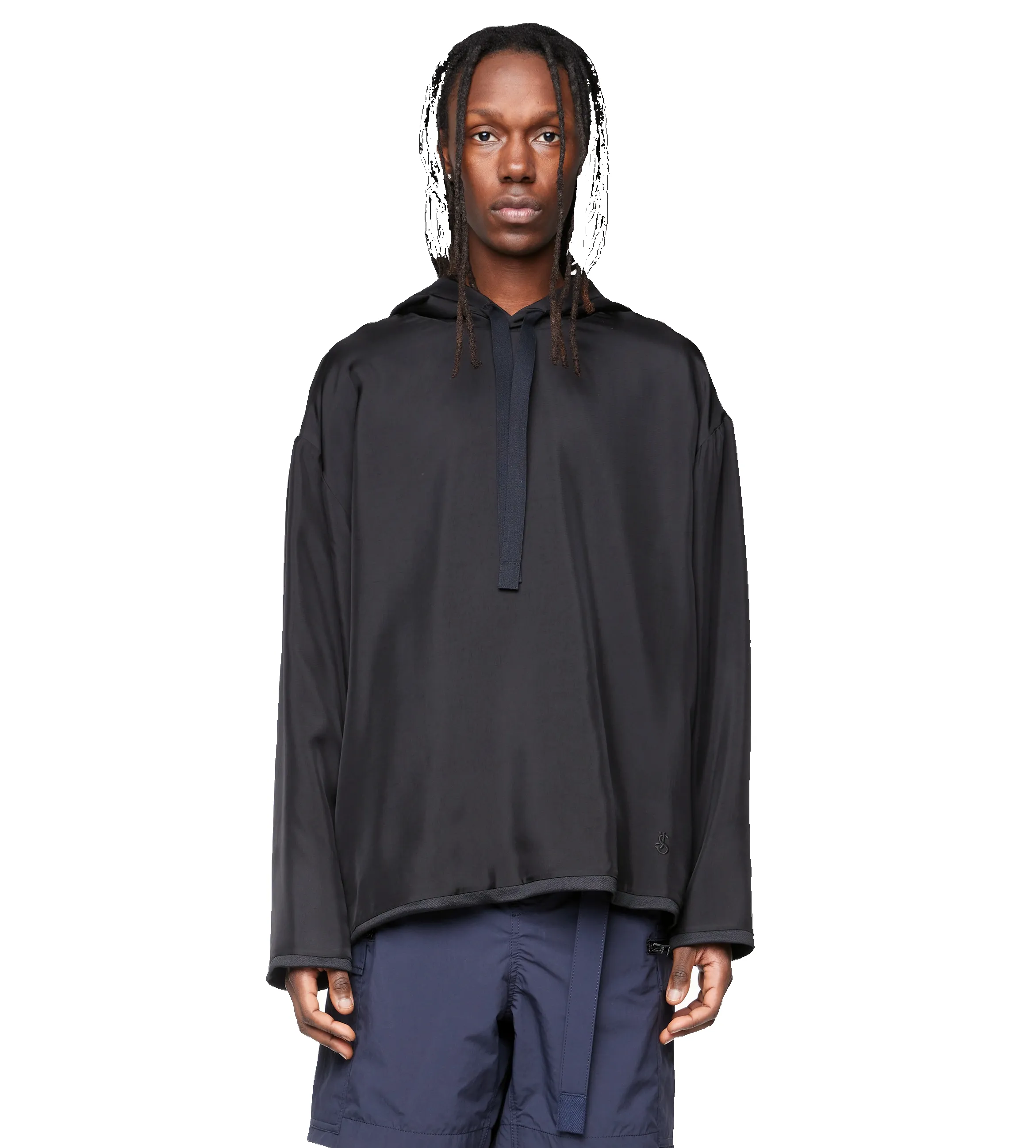 Logo Embroidered Viscose Hoodie Black sold by FOUR Amsterdam