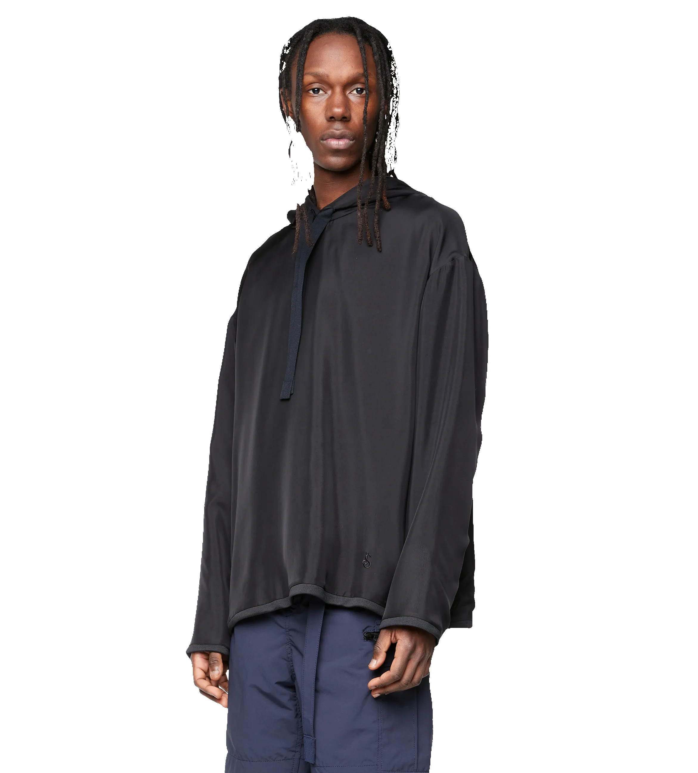 Logo Embroidered Viscose Hoodie Black sold by FOUR Amsterdam product image thumbnail 4